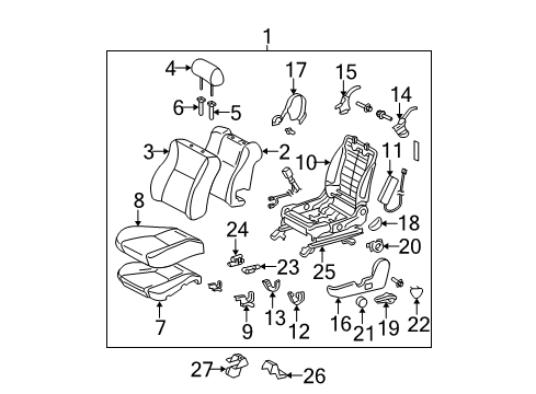 2008 Toyota Solara Front Seat Components Cushion Cover Diagram for 71071-06790-A0