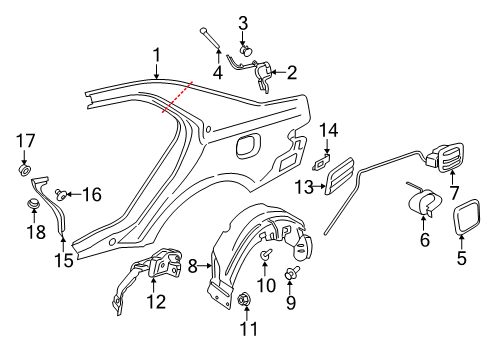 2020 Lincoln Continental Quarter Panel & Components Filler Pocket Diagram for GD9Z-5427936-A