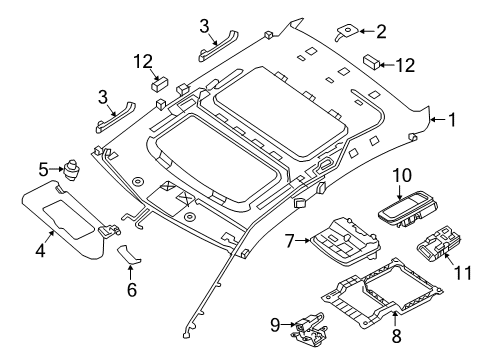 2018 Nissan Maxima Interior Trim - Roof Lamp Assembly Map Diagram for 26430-4RD7A