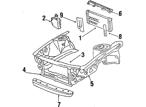 1987 Buick Electra Radiator & Components, Radiator Support, Cooling Fan Radiator Assembly Diagram for 52477309