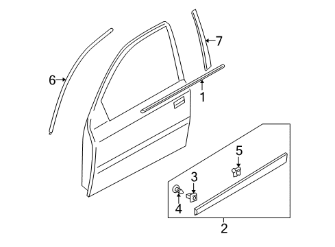 2007 Kia Rio5 Exterior Trim - Front Door MOULDING Assembly-Front Door Diagram for 877211G010