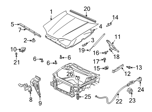 2000 Chevrolet Monte Carlo Hood & Components Latch Asm-Hood Primary & Secondary Diagram for 10352080