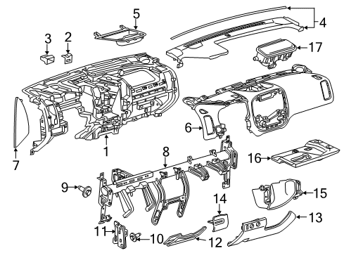 2020 Chevrolet Colorado Instrument Panel Knee Bolster Diagram for 23295241