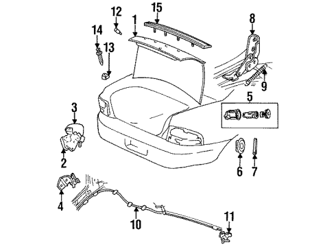 1998 Chrysler Cirrus Trunk Lid PROP/GAS-Deck Lid Diagram for 4814200