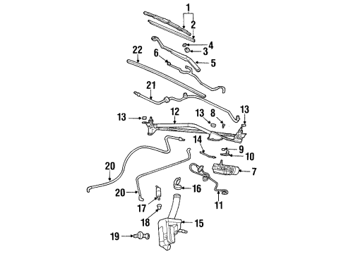 2001 Oldsmobile Aurora Wiper & Washer Components Transmission Asm, Windshield Wiper Diagram for 12463069