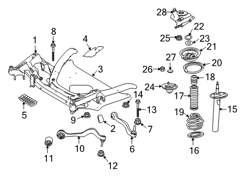 2009 BMW 535i Front Suspension Components, Lower Control Arm, Stabilizer Bar Front Right Spring Strut Diagram for 31306775058