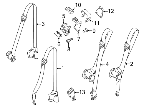 2021 Ford Transit-150 Seat Belt Outer Belt Assembly Diagram for CK4Z-14611B66-AB