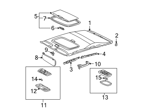 2004 Pontiac Vibe Interior Trim - Roof Lamp, Dome *Gray Diagram for 88970406