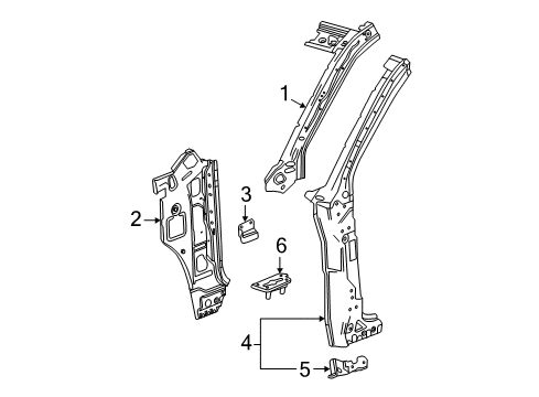 2014 GMC Sierra 1500 Hinge Pillar Hinge Pillar Reinforcement Baffle Diagram for 22789069