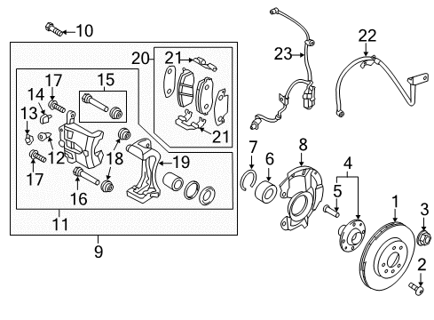 2013 Hyundai Accent Front Brakes Nut-Castle Diagram for 49551-3X000