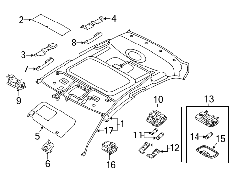 2016 Kia Rio Interior Trim - Roof Lamp Assembly-OVERHEADEAD Console Diagram for 928101W000HCS