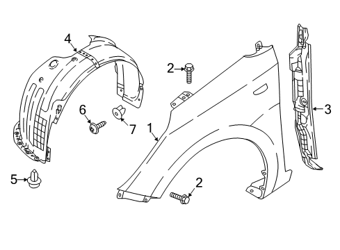 2018 Hyundai Accent Fender & Components Front Wheel Guard Assembly, Right Diagram for 86812-J0000