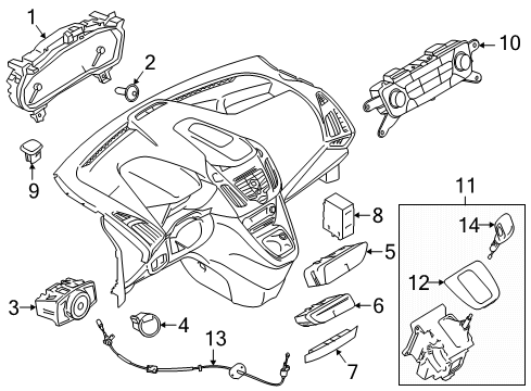 2020 Ford Transit Connect A/C & Heater Control Units Dash Control Unit Diagram for KT1Z-19980-Y