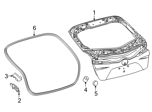 2017 Toyota Prius Prime Gate & Hardware Lift Gate Weatherstrip Diagram for 67881-47071