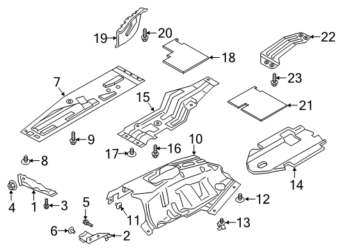 2020 Ford Ranger Under Cover & Splash Shields Rear Deflector Diagram for KB3Z-21112B28-A