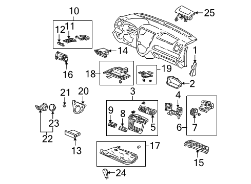 2004 Honda Civic Cluster & Switches, Instrument Panel Panel, L. Face *NH167L* (GRAPHITE BLACK) Diagram for 77231-S6A-G01ZB