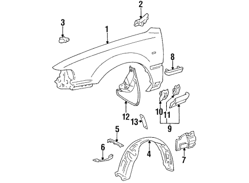 1995 Toyota Camry Fender & Components, Exterior Trim Lower Molding Clip Diagram for 75395-32100