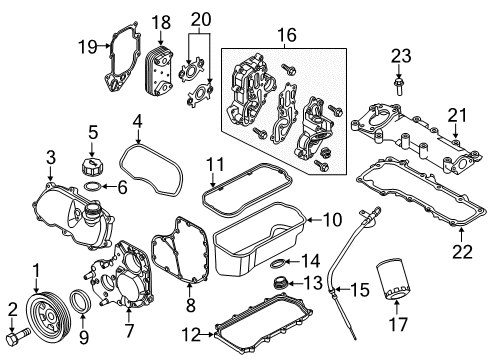 2017 Ram ProMaster 3500 Engine Parts, Mounts, Cylinder Head & Valves, Camshaft & Timing, Variable Valve Timing, Oil Pan, Oil Pump, Adapter Housing, Crankshaft & Bearings, Pistons, Rings & Bearings Bolt-HEXAGON FLANGE Head Diagram for 6107142AA