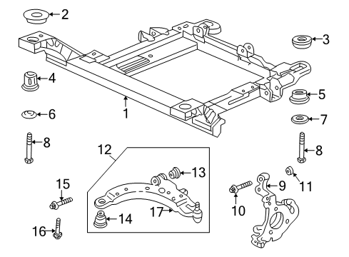 2006 Chevrolet Monte Carlo Front Suspension Components, Lower Control Arm, Stabilizer Bar Upper Insulator Diagram for 15240242