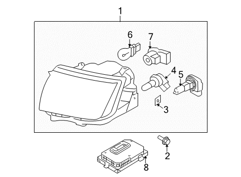 2008 Lincoln MKX Bulbs Composite Headlamp Diagram for 8A1Z-13008-A