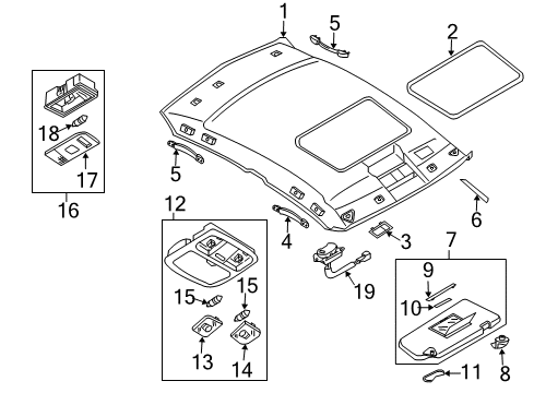 2006 Infiniti G35 Sunroof Lens - Vanity Mirror Diagram for 26442-CD660