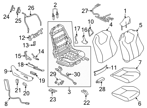 2017 Infiniti Q60 Passenger Seat Components Controller Assembly-OCCUPANT Sensor Diagram for 98856-6HN0A