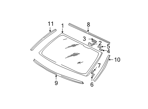2001 Honda Civic Back Glass, Reveal Moldings Base, Terminal Cover Diagram for 73224-S5A-900