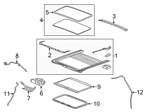 2007 GMC Sierra 1500 Sunroof Bracket-Sun Roof Module Diagram for 15936568