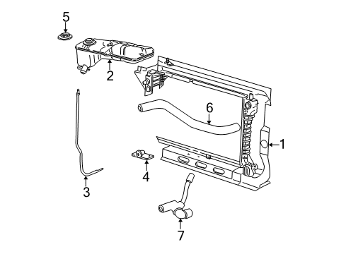 1999 Ford Mustang Radiator & Components Recovery Tank Mount Bracket Diagram for F7ZZ-8A082-AA