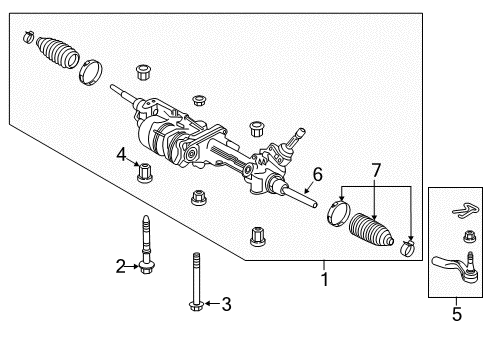 2018 Lexus LS500h Steering Column & Wheel, Steering Gear & Linkage Electric Gear Assembly Diagram for 44250-50540