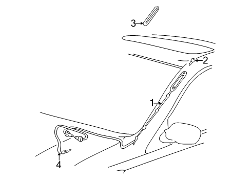 2001 Toyota Echo Antenna & Radio Antenna Assembly Screw Diagram for 90150-40005