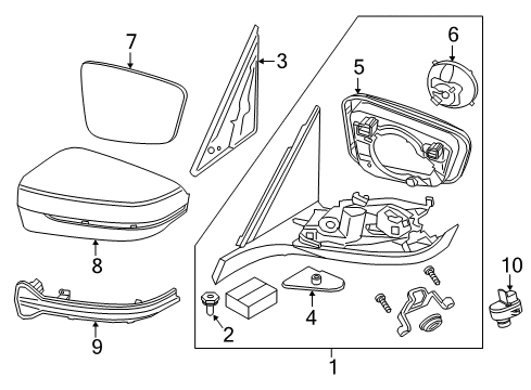 2021 BMW 530i Parking Aid Heated Outside Mirror, Memory Bus, Right Diagram for 51167485130