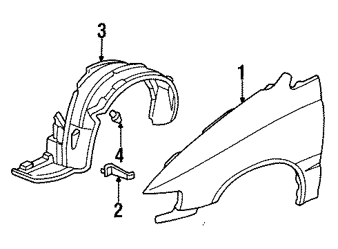 1995 Honda Odyssey Fender & Components Fender, Right Front (Inner) Diagram for 74101-SX0-020