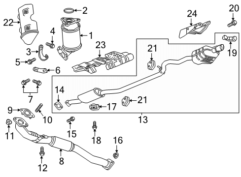 2017 GMC Acadia Exhaust Components Muffler W/Tailpipe Diagram for 19420289