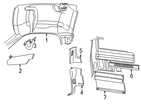 2004 Ford F-150 Heritage Interior Trim - Cab Weatherstrip Pillar Trim Diagram for 2L3Z-1503599-AAA