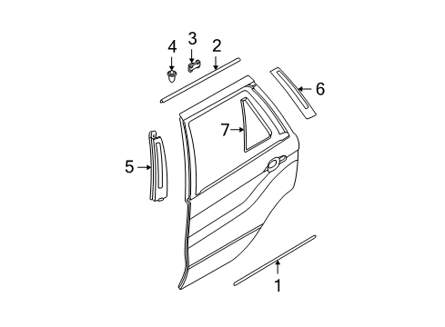 2004 BMW X5 Exterior Trim - Rear Door Moulding Door Rear Left Diagram for 51138402653