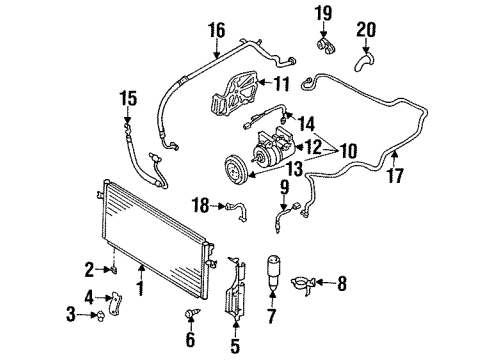 1994 Nissan Altima A/C Condenser, Compressor & Lines Part Not Available Diagram for 92137-1E400