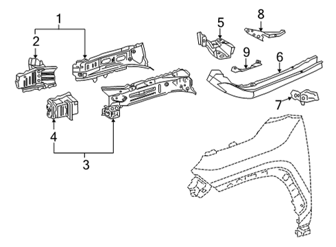 2022 Lexus NX350 Structural Components & Rails BRACKET SUB-ASSY, FR Diagram for 57014-78010