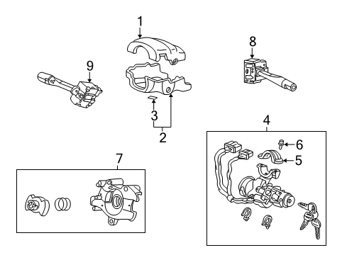 1997 Honda Civic Switches Lock Assy., Steering Diagram for 35100-S01-A11