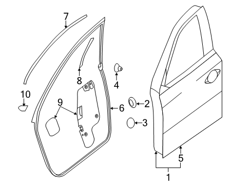 2013 Nissan Pathfinder Front Door W/STRP Fr Dr LH Diagram for 80831-3KA0D