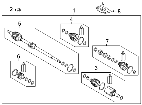 2021 Kia Forte Drive Axles - Front Joint Kit-Fr Axle Di Diagram for 495L3M7200