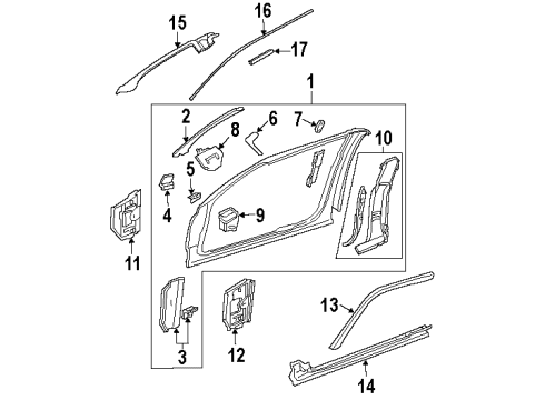 1998 Dodge Ram 3500 Hinge Pillar, Uniside Panel-Body Side Aperture Rear Diagram for 5013088AA