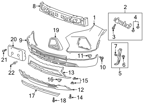 2020 Chevrolet Blazer Front Bumper Outer Reinforcement Diagram for 42485312