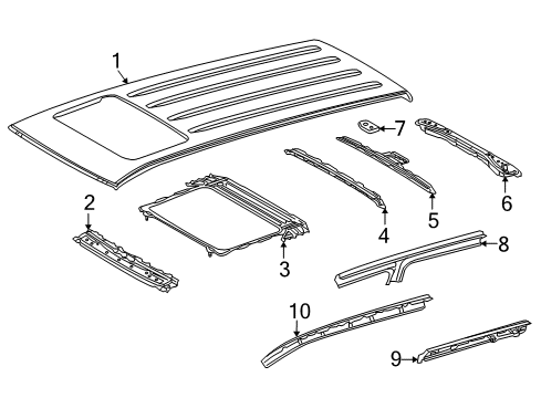 2017 Lexus LX570 Roof & Components Side Rail Diagram for 61203-60020