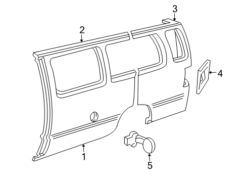 2004 Ford E-350 Club Wagon Side Panel & Components Side Panel Diagram for F2UZ-15278A97-D