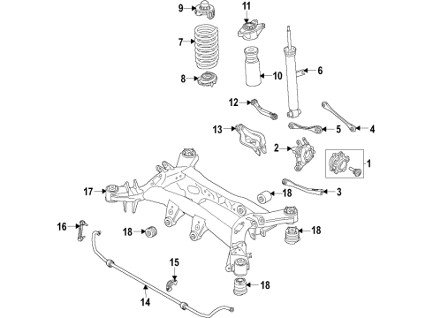 2020 Toyota GR Supra Rear Suspension Components, Lower Control Arm, Upper Control Arm, Ride Control, Stabilizer Bar Stabilizer Bar Bracket Diagram for 48832-WAA01