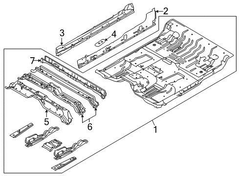 2010 Ford F-150 Floor Reinforcement Plate Diagram for 9L3Z-1526590-A