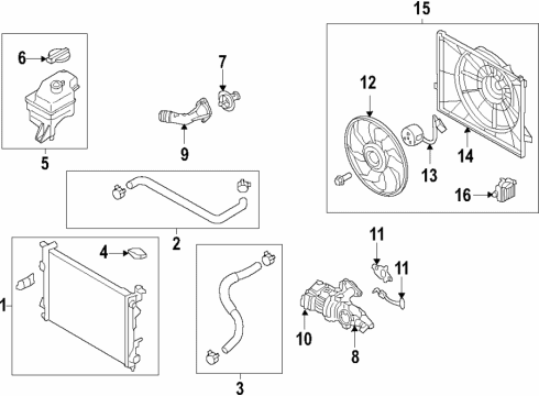 2017 Hyundai Sonata Cooling System, Radiator, Water Pump, Cooling Fan Motor-Radiator Cooling Diagram for 25386E6000