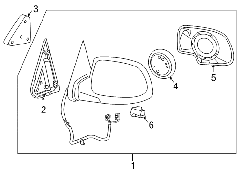 2006 Chevrolet Tahoe Outside Mirrors Mirror Glass Diagram for 88986364