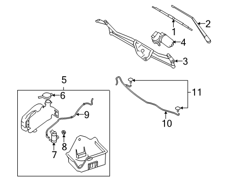 2013 Ford F-150 Wiper & Washer Components Washer Hose Diagram for CL3Z-17K605-A